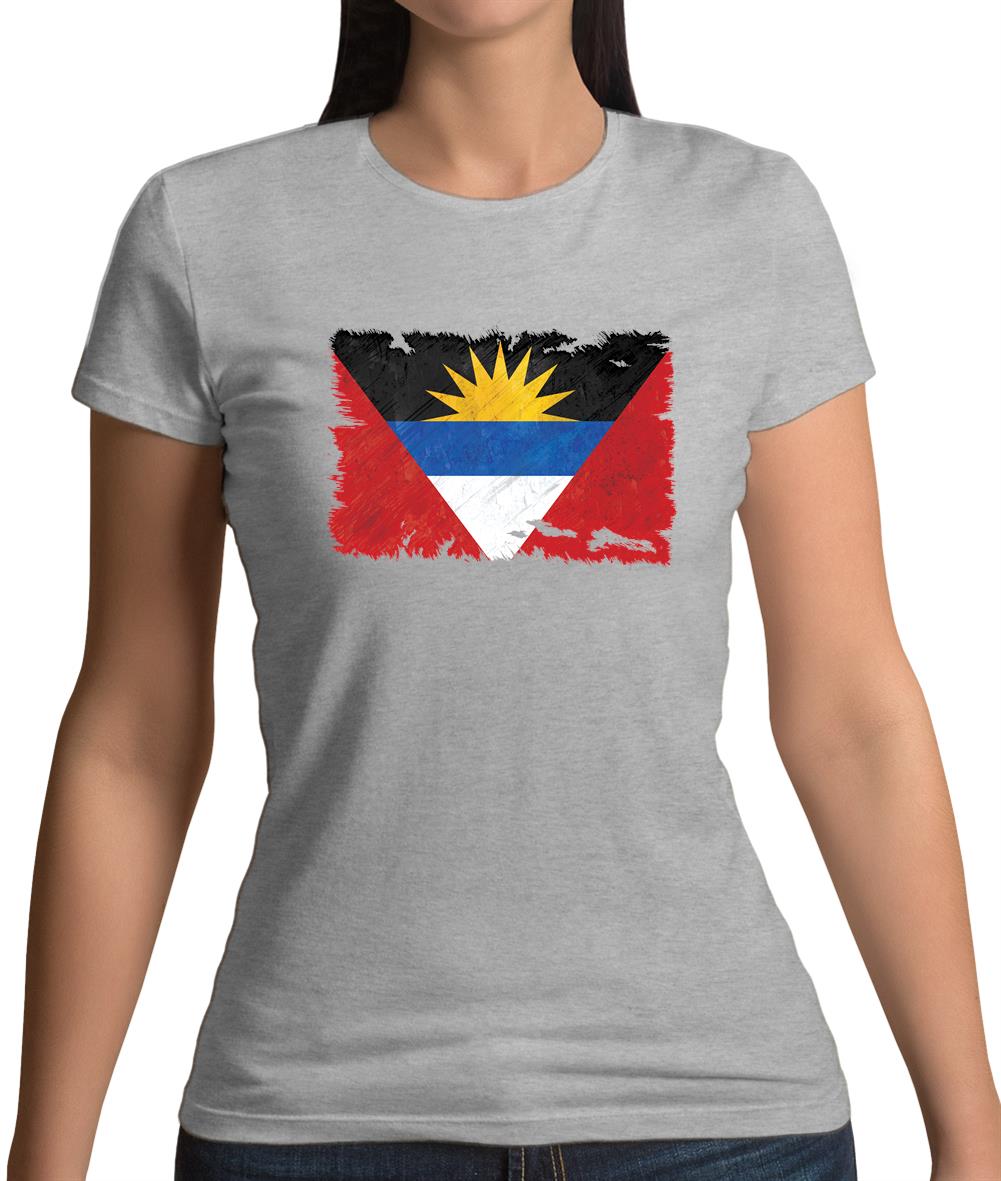 Antigua And Barbuda Grunge Style Flag Womens T-Shirt