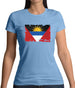 Antigua And Barbuda Grunge Style Flag Womens T-Shirt