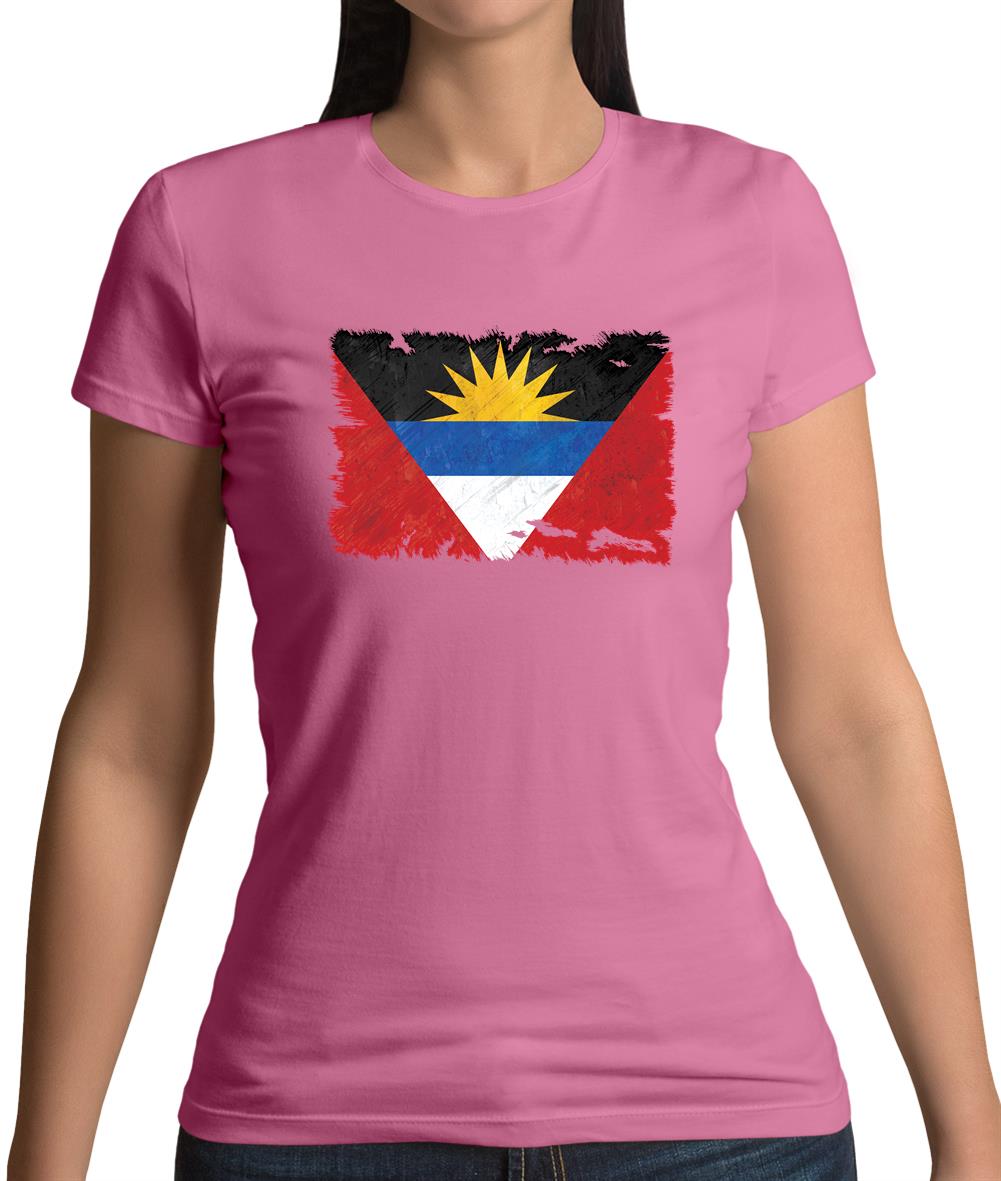 Antigua And Barbuda Grunge Style Flag Womens T-Shirt