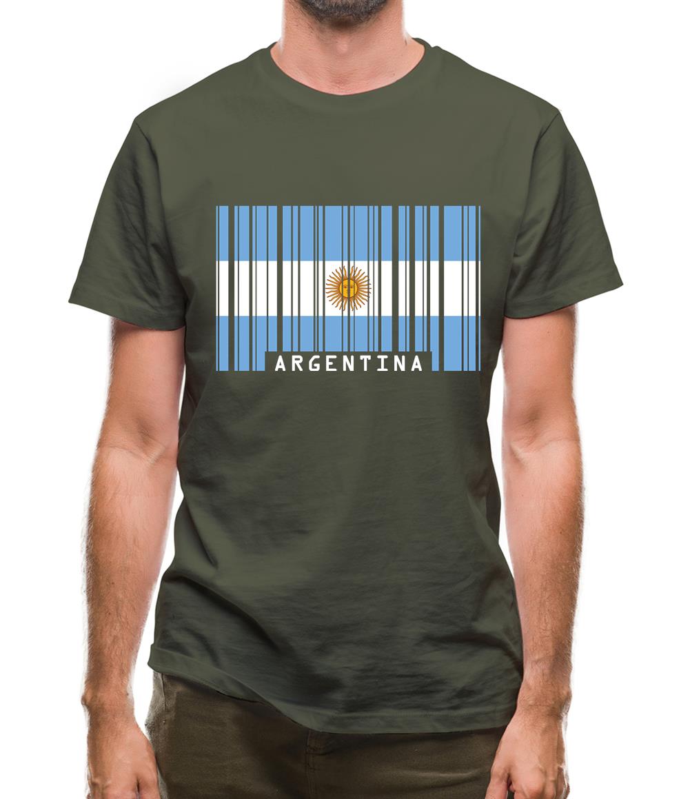 Argentina Barcode Style Flag Mens T-Shirt