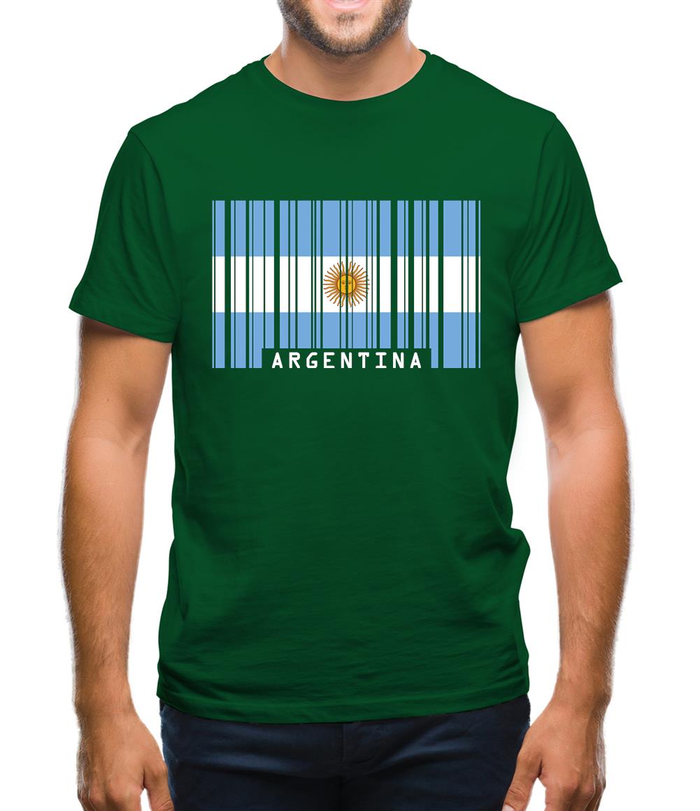 Argentina Barcode Style Flag Mens T-Shirt