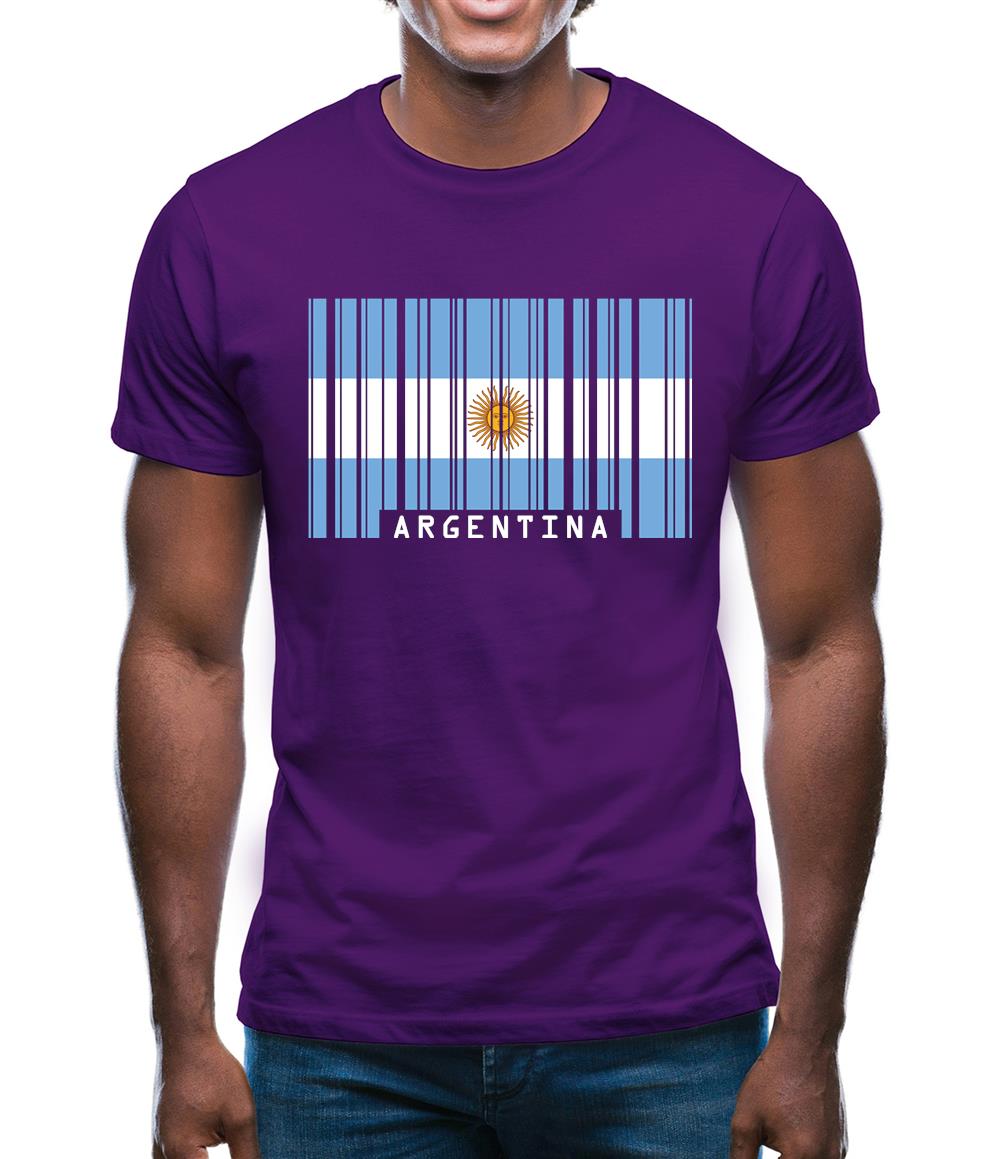 Argentina Barcode Style Flag Mens T-Shirt