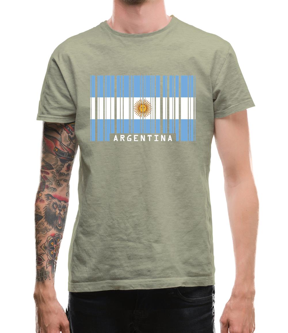 Argentina Barcode Style Flag Mens T-Shirt