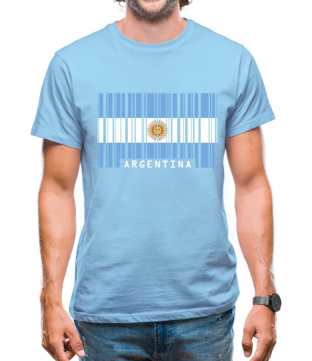 Argentina Barcode Style Flag Mens T-Shirt