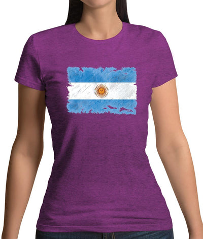 Argentina Grunge Style Flag Womens T-Shirt
