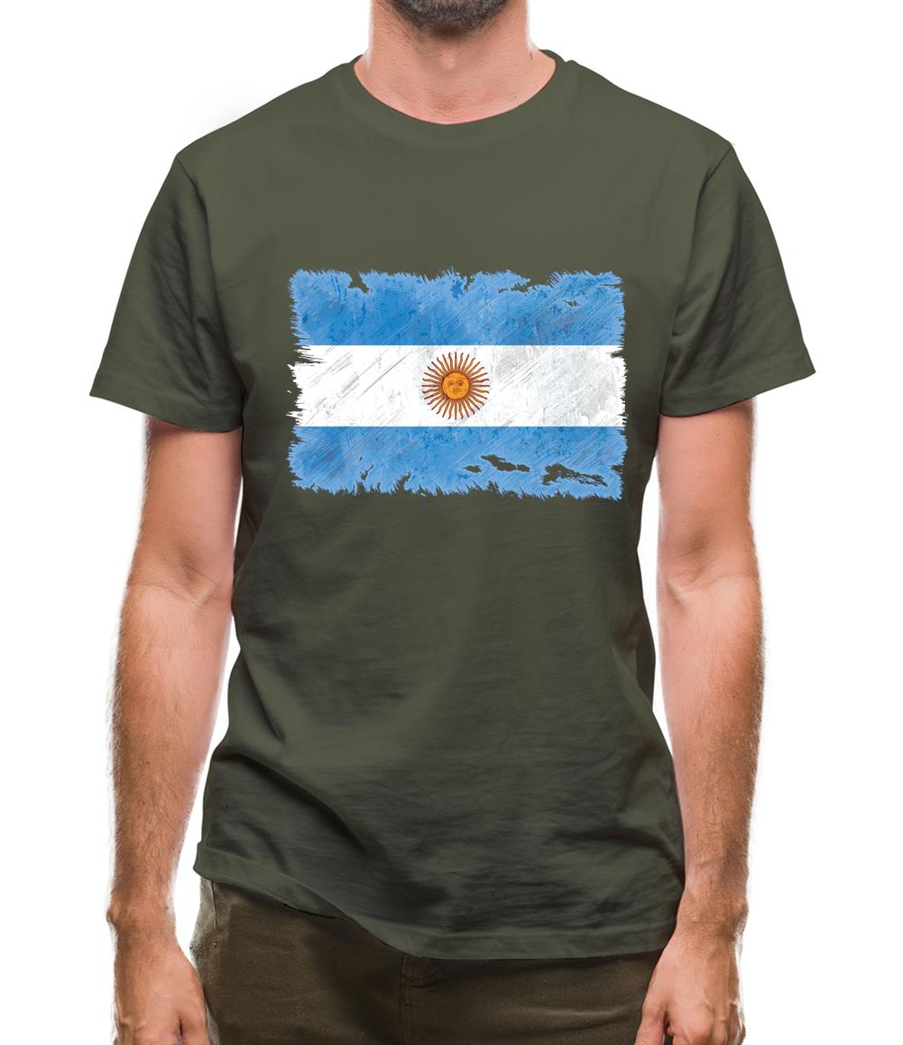 Argentina Grunge Style Flag Mens T-Shirt