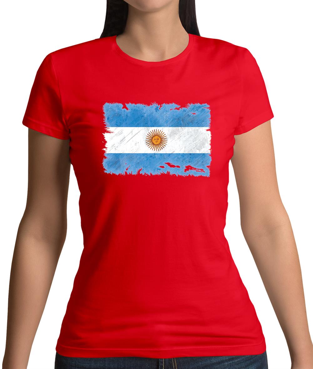 Argentina Grunge Style Flag Womens T-Shirt