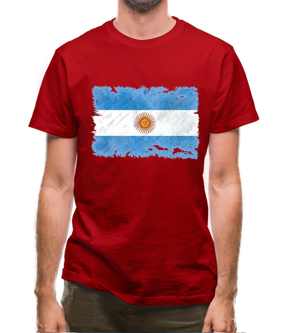 Argentina Grunge Style Flag Mens T-Shirt
