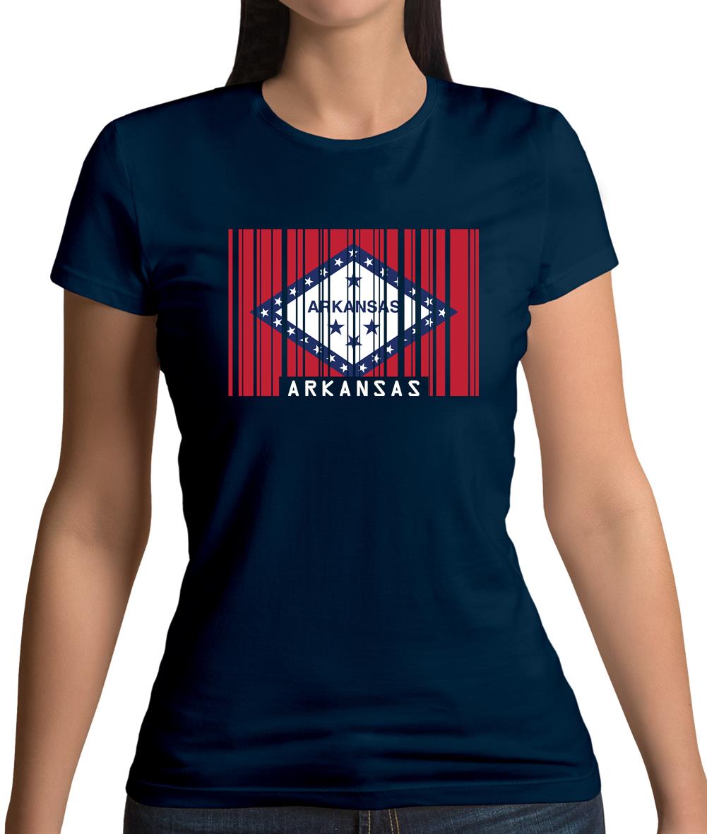 Arkansas Barcode Style Flag Womens T-Shirt