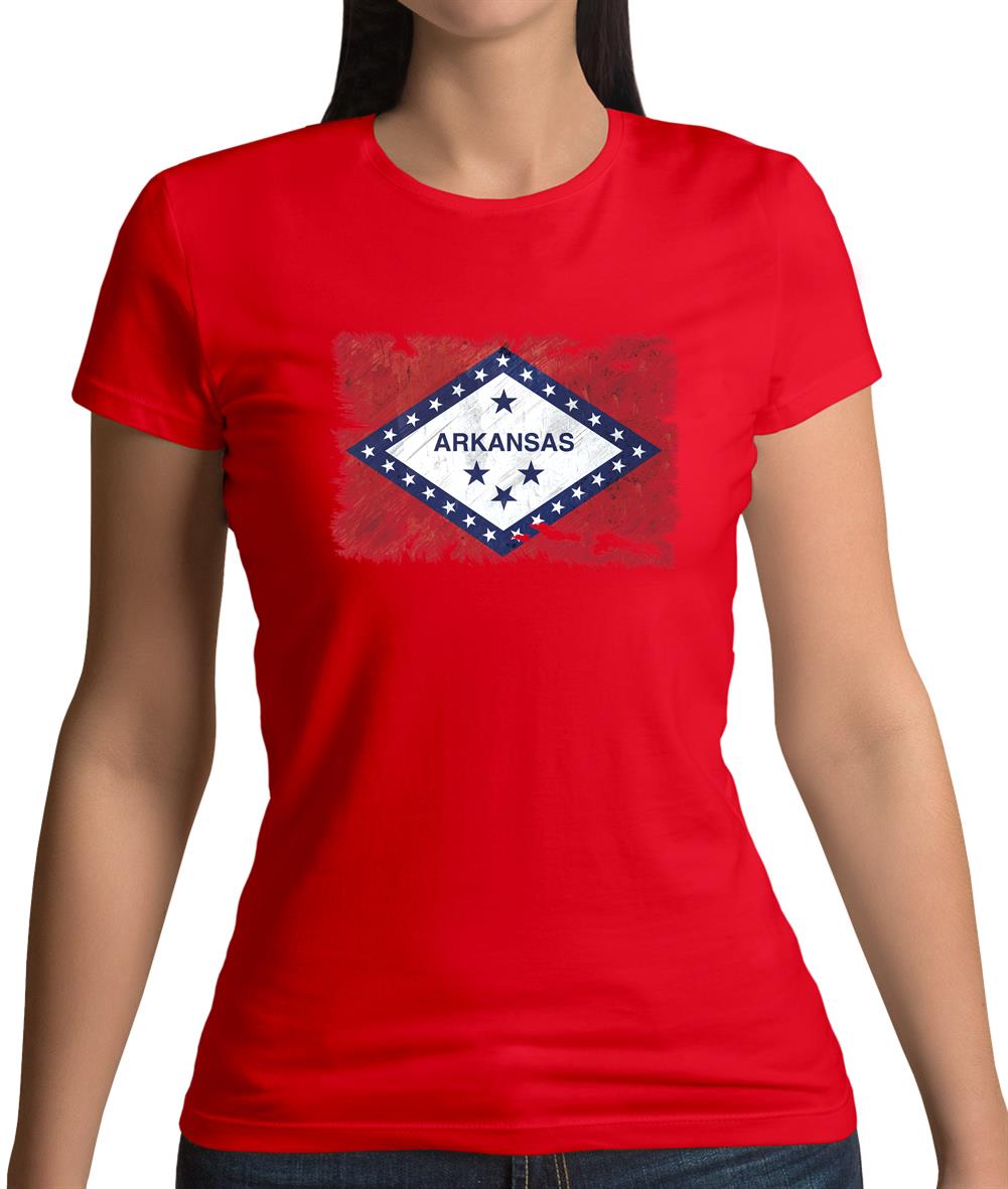 Arkansas Grunge Style Flag Womens T-Shirt