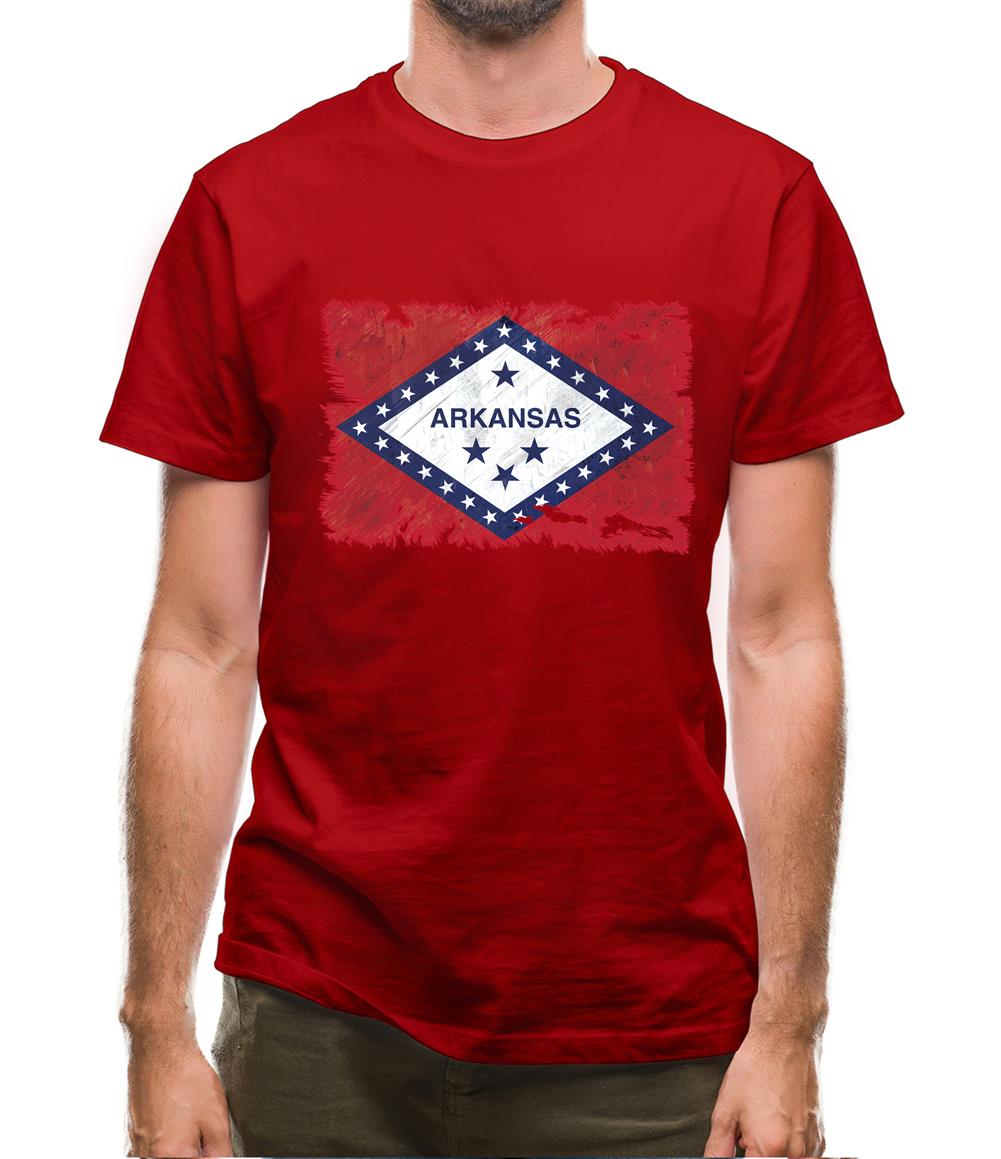 Arkansas Grunge Style Flag Mens T-Shirt