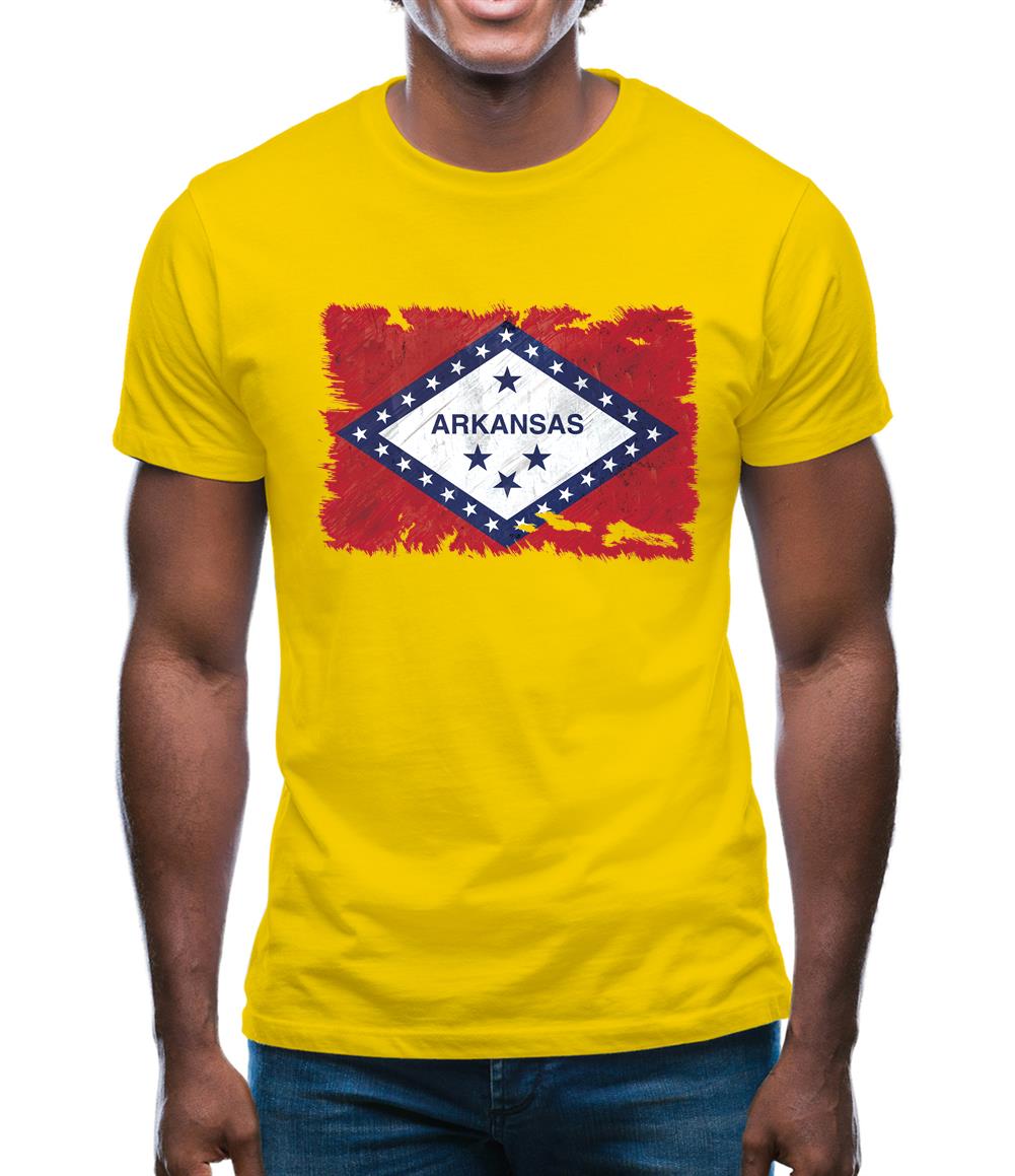 Arkansas Grunge Style Flag Mens T-Shirt