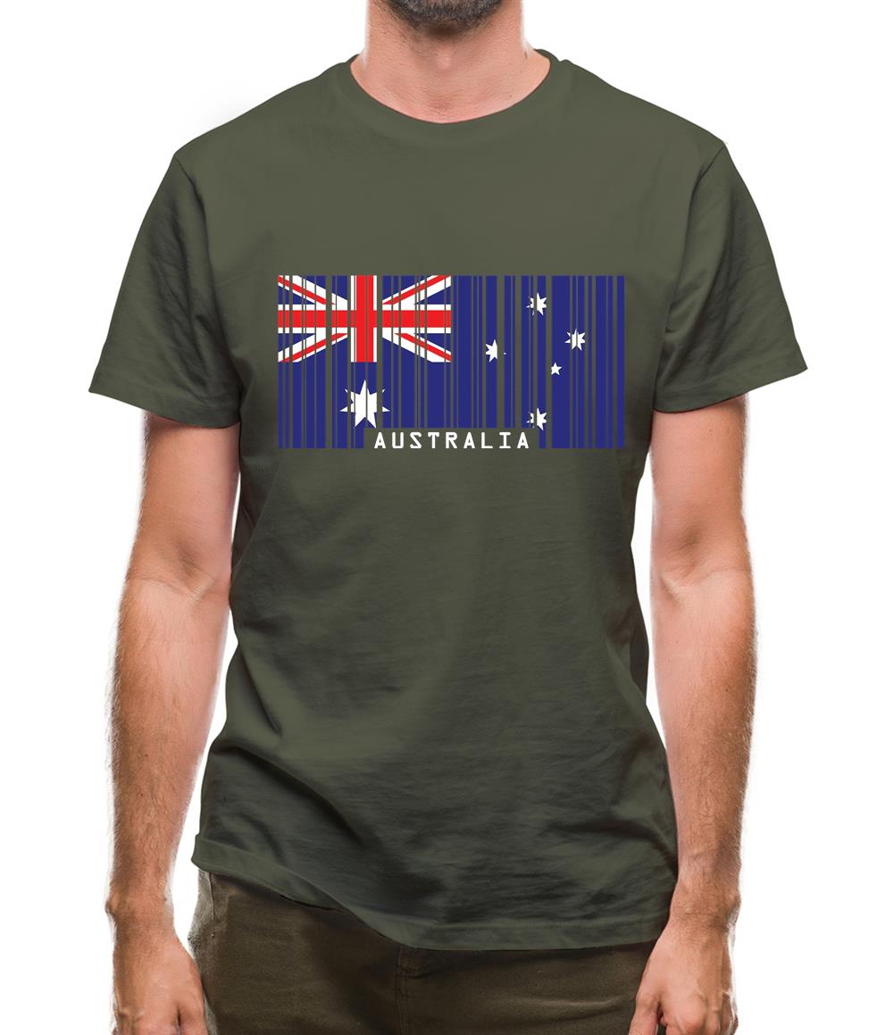 Australia Barcode Style Flag Mens T-Shirt