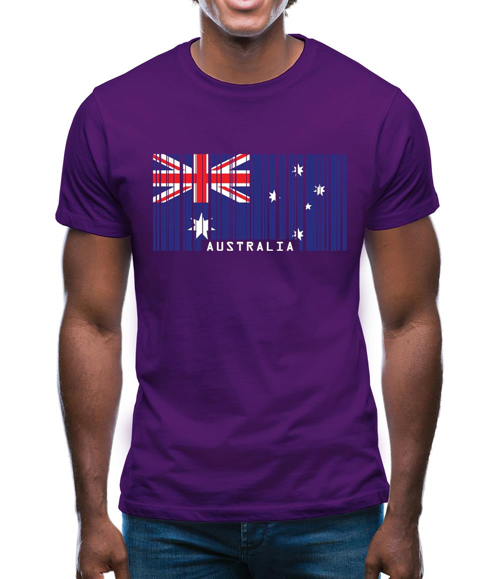 Australia Barcode Style Flag Mens T-Shirt