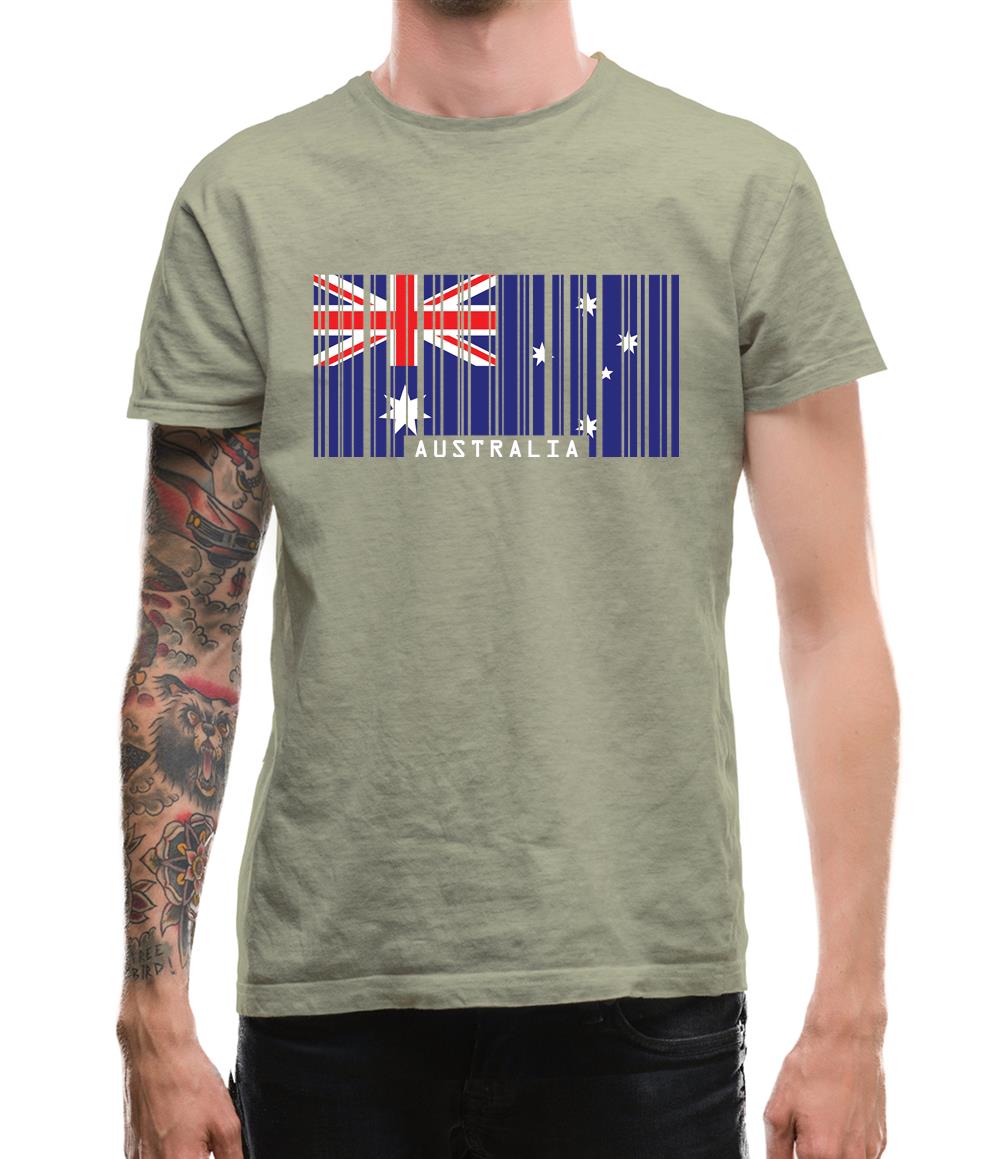 Australia Barcode Style Flag Mens T-Shirt