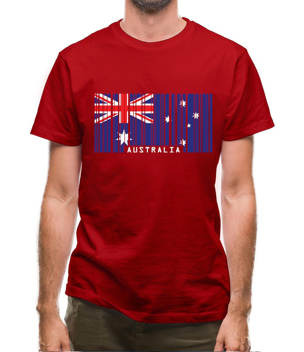 Australia Barcode Style Flag Mens T-Shirt