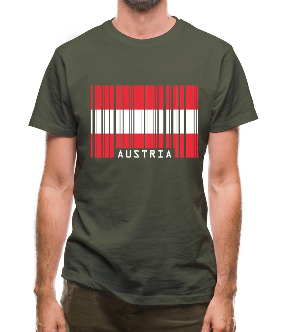Austria Barcode Style Flag Mens T-Shirt