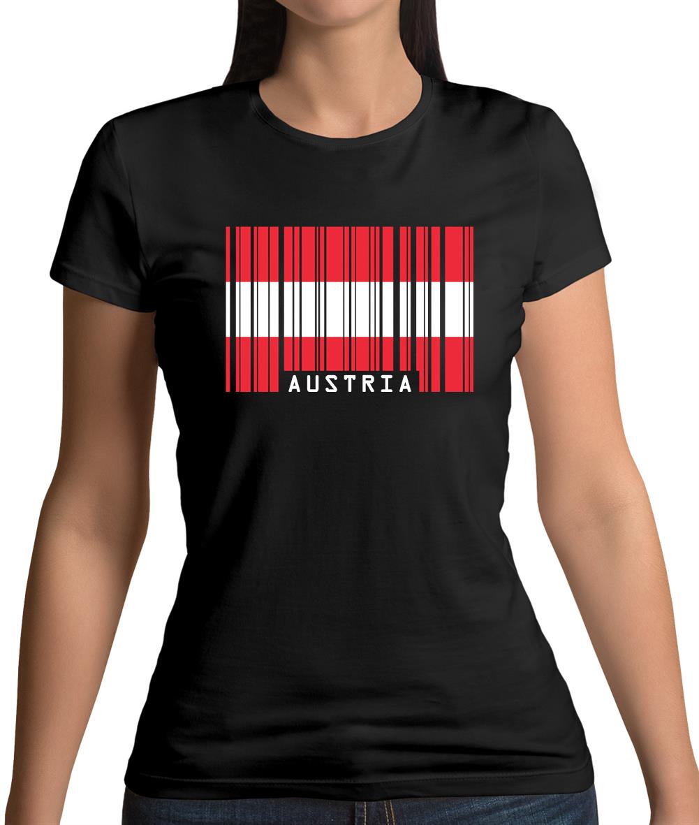 Austria Barcode Style Flag Womens T-Shirt