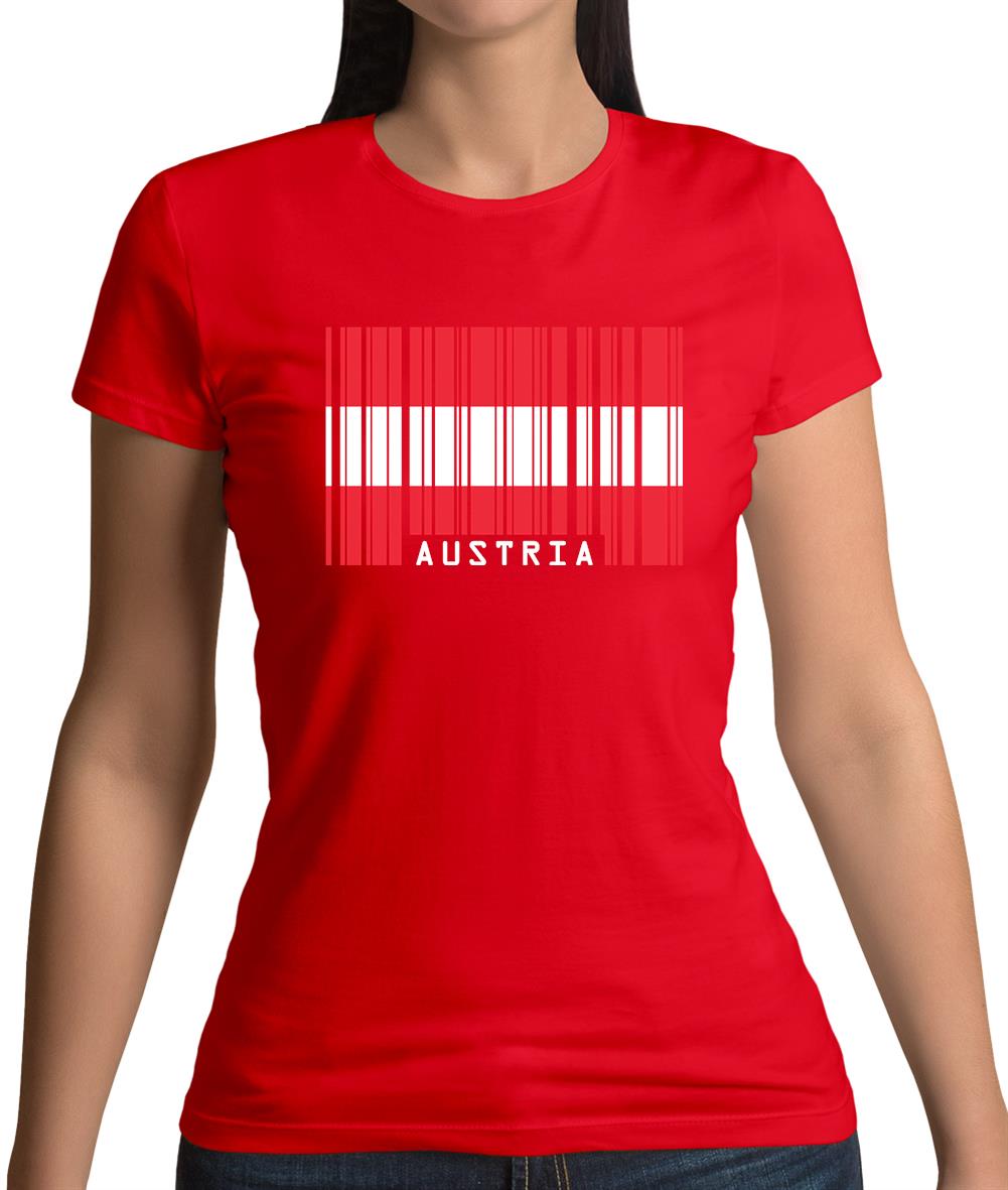 Austria Barcode Style Flag Womens T-Shirt