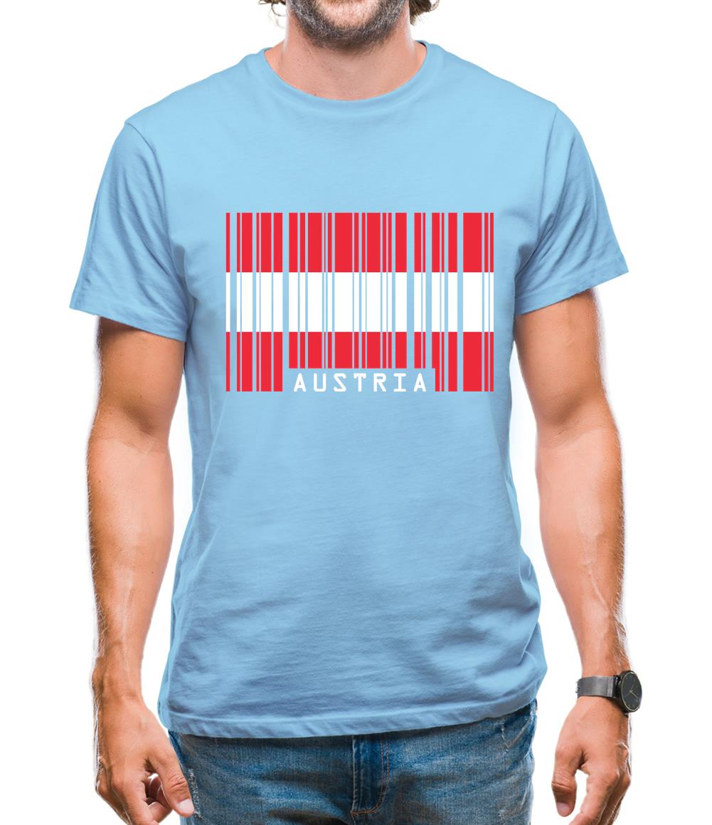 Austria Barcode Style Flag Mens T-Shirt