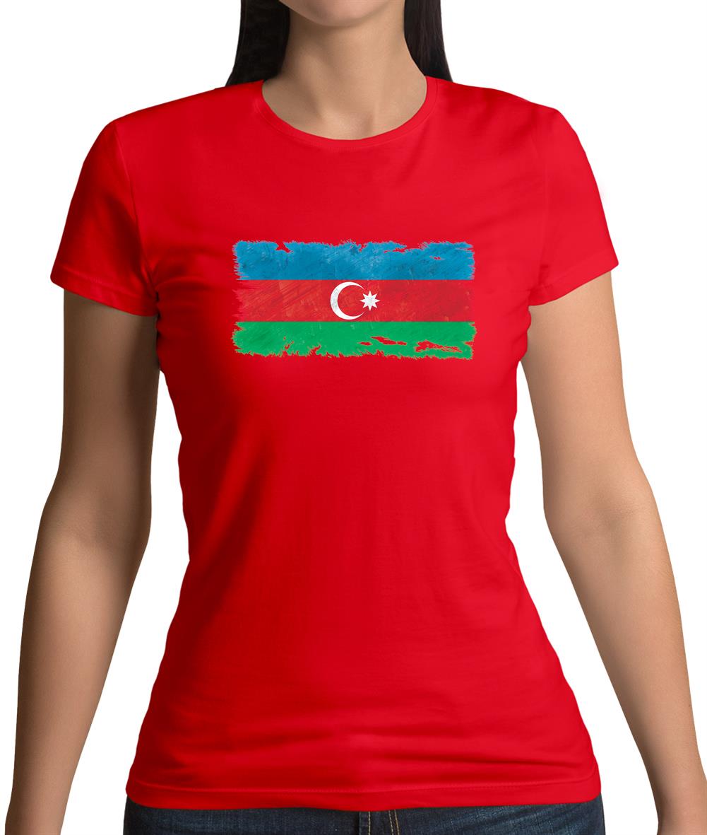 Azerbaijan Grunge Style Flag Womens T-Shirt