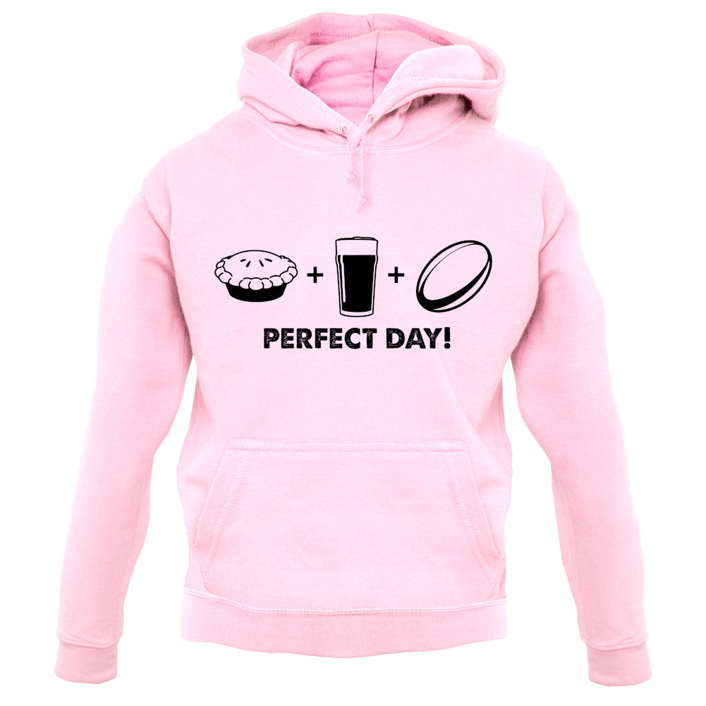 Perfect Day, Pie, Beer And Rugby Unisex Hoodie