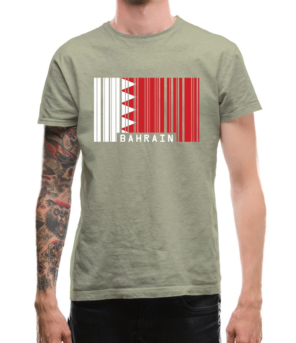 Bahrain Barcode Style Flag Mens T-Shirt