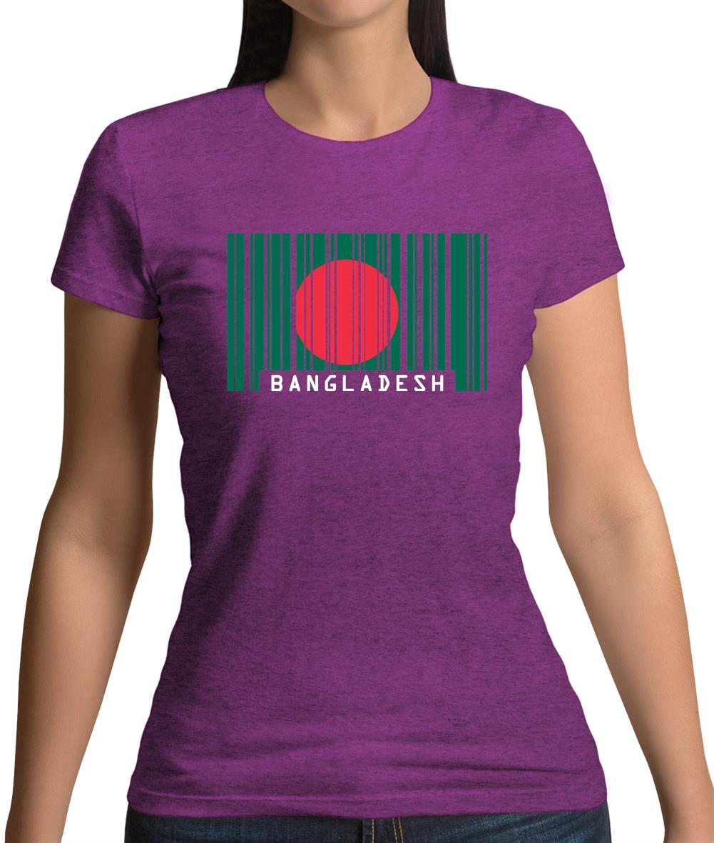 Bangladesh Barcode Style Flag Womens T-Shirt