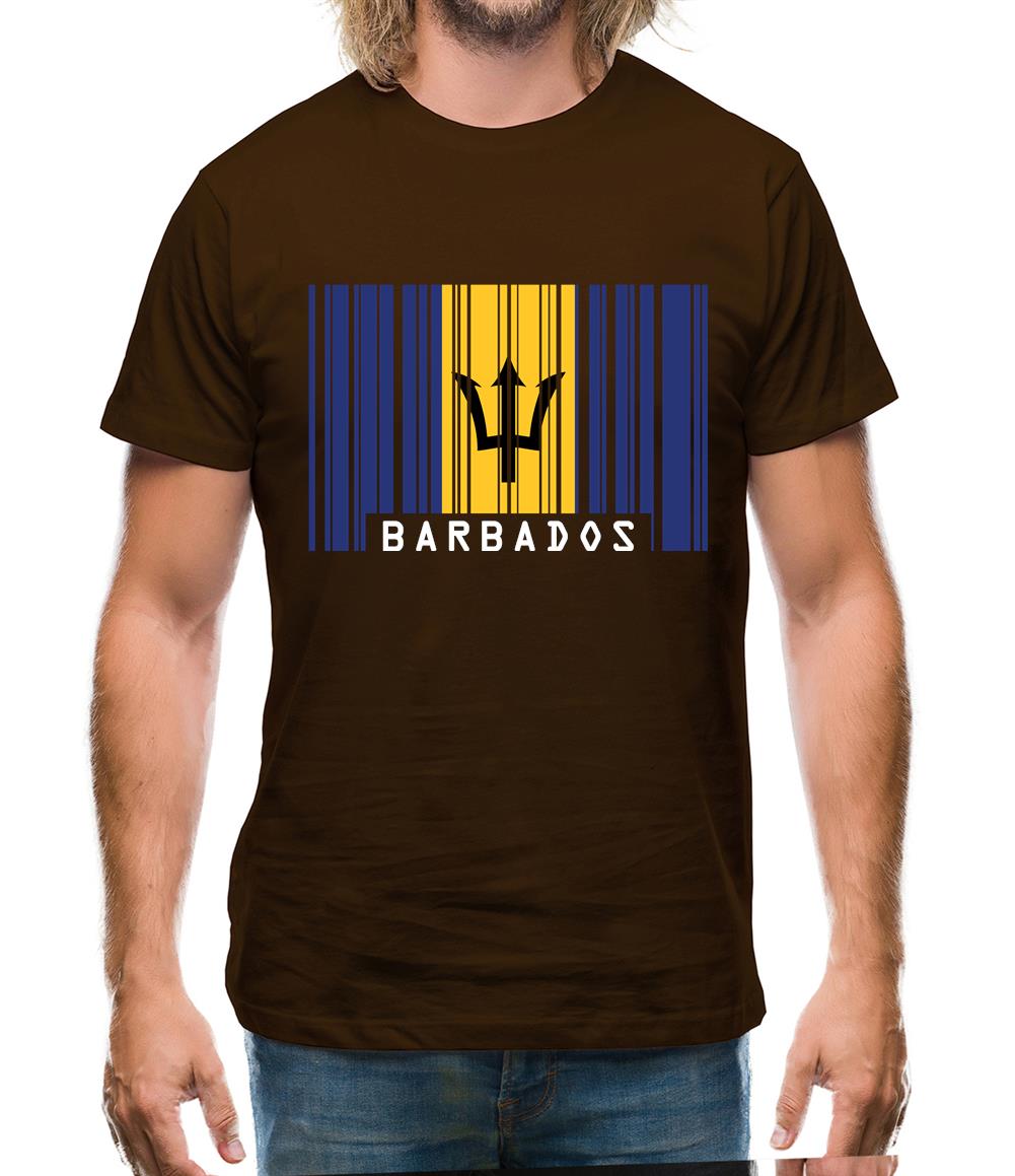 Barbados Barcode Style Flag Mens T-Shirt