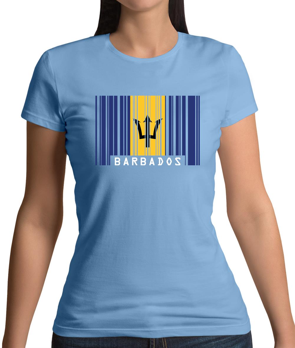 Barbados Barcode Style Flag Womens T-Shirt