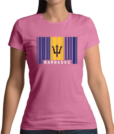 Barbados Barcode Style Flag Womens T-Shirt