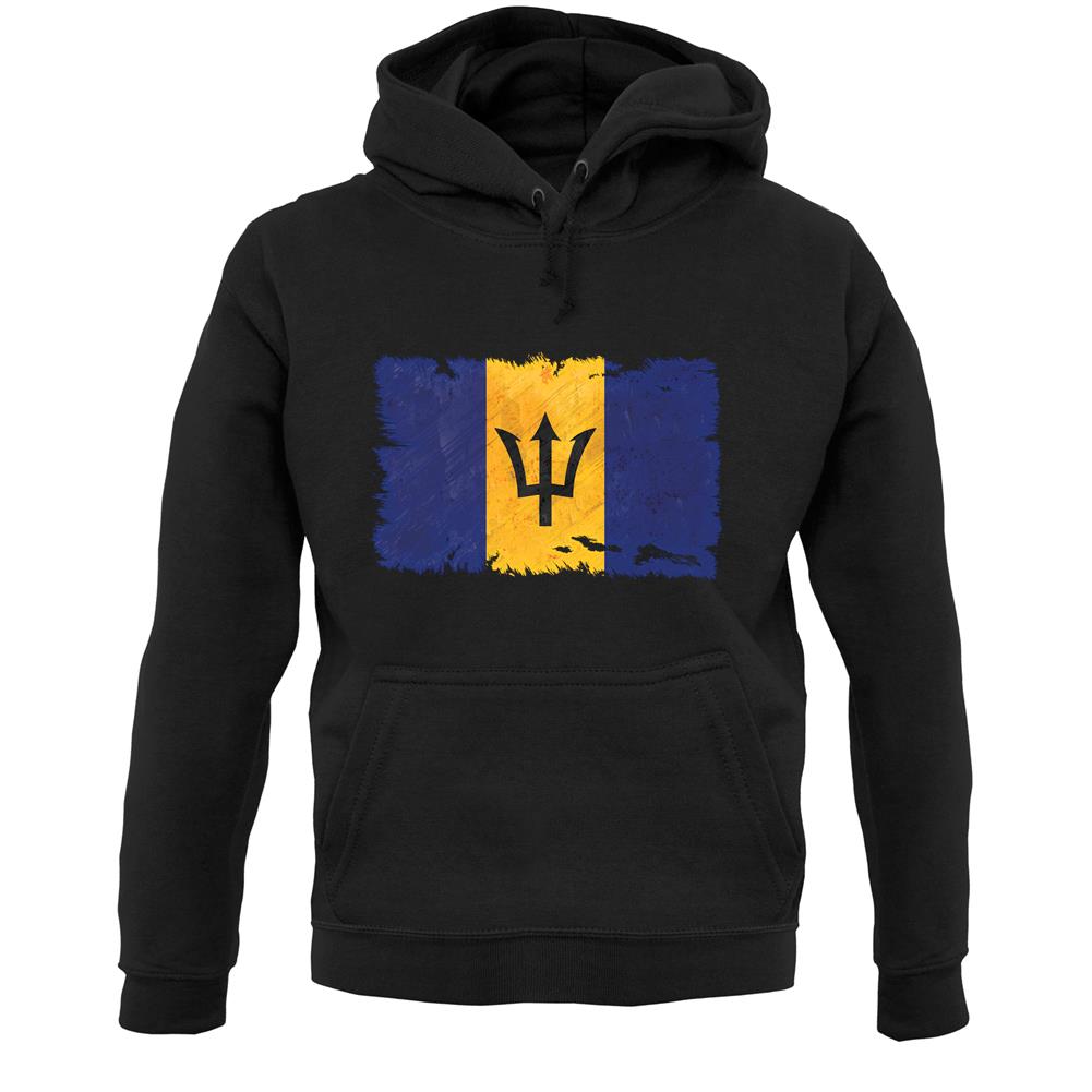 Barbados Grunge Style Flag Unisex Hoodie