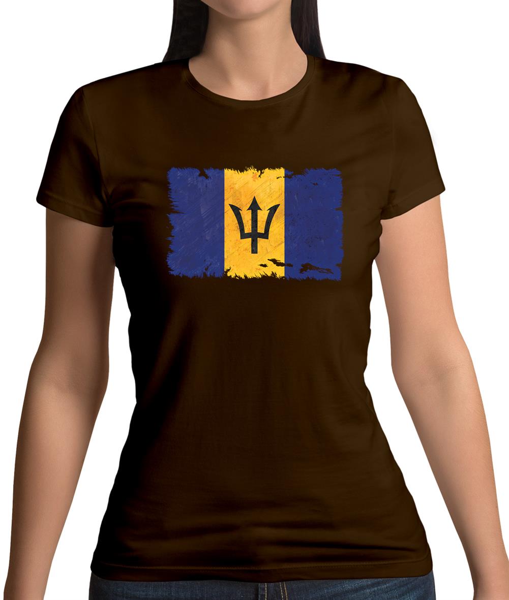 Barbados Grunge Style Flag Womens T-Shirt