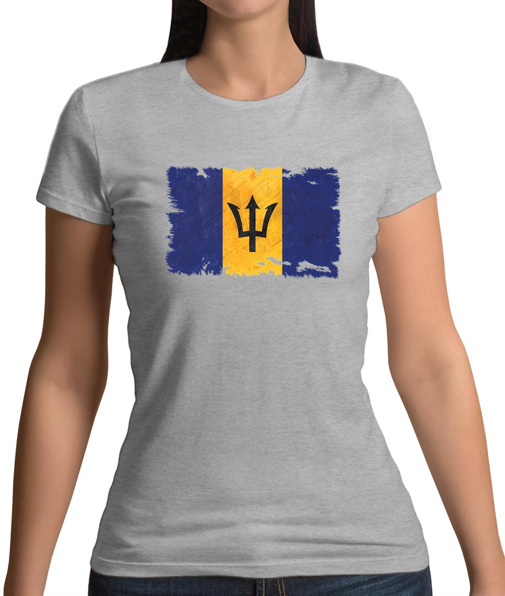 Barbados Grunge Style Flag Womens T-Shirt