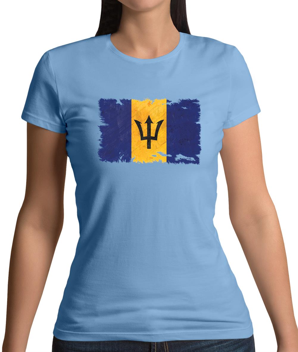 Barbados Grunge Style Flag Womens T-Shirt
