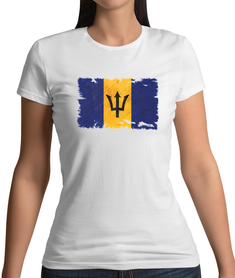 Barbados Grunge Style Flag Womens T-Shirt