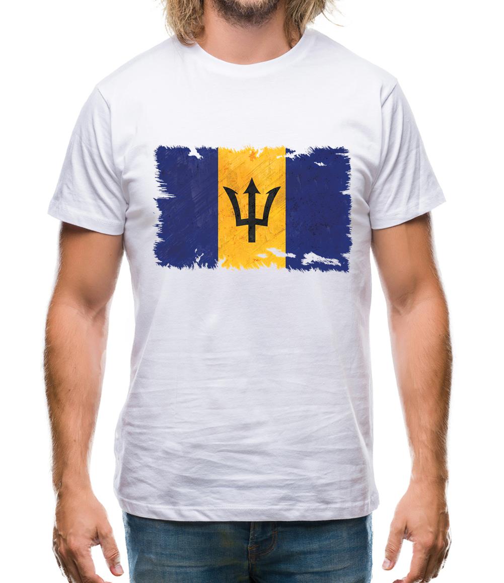 Barbados Grunge Style Flag Mens T-Shirt