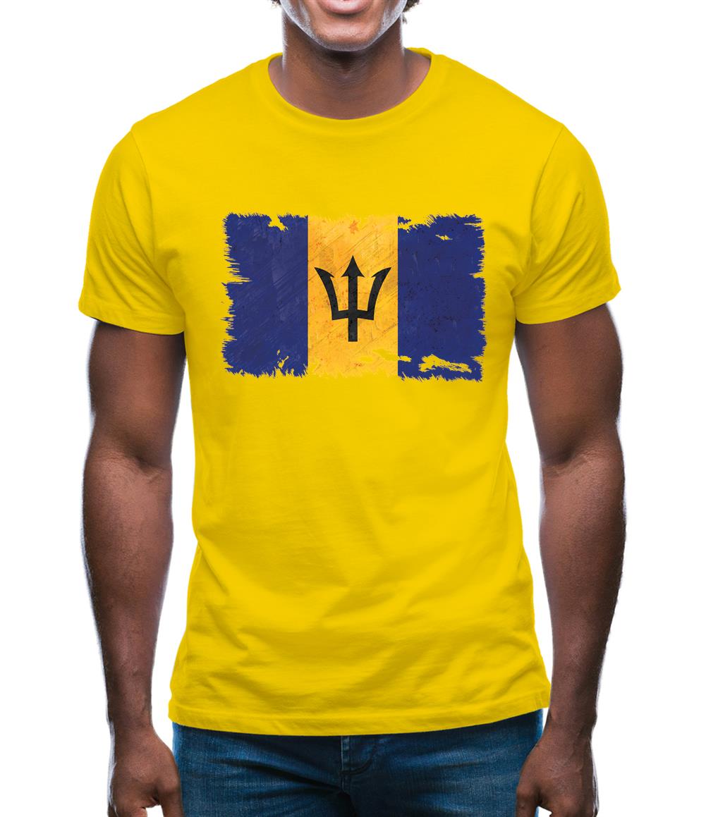 Barbados Grunge Style Flag Mens T-Shirt