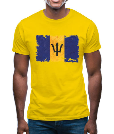 Barbados Grunge Style Flag Mens T-Shirt
