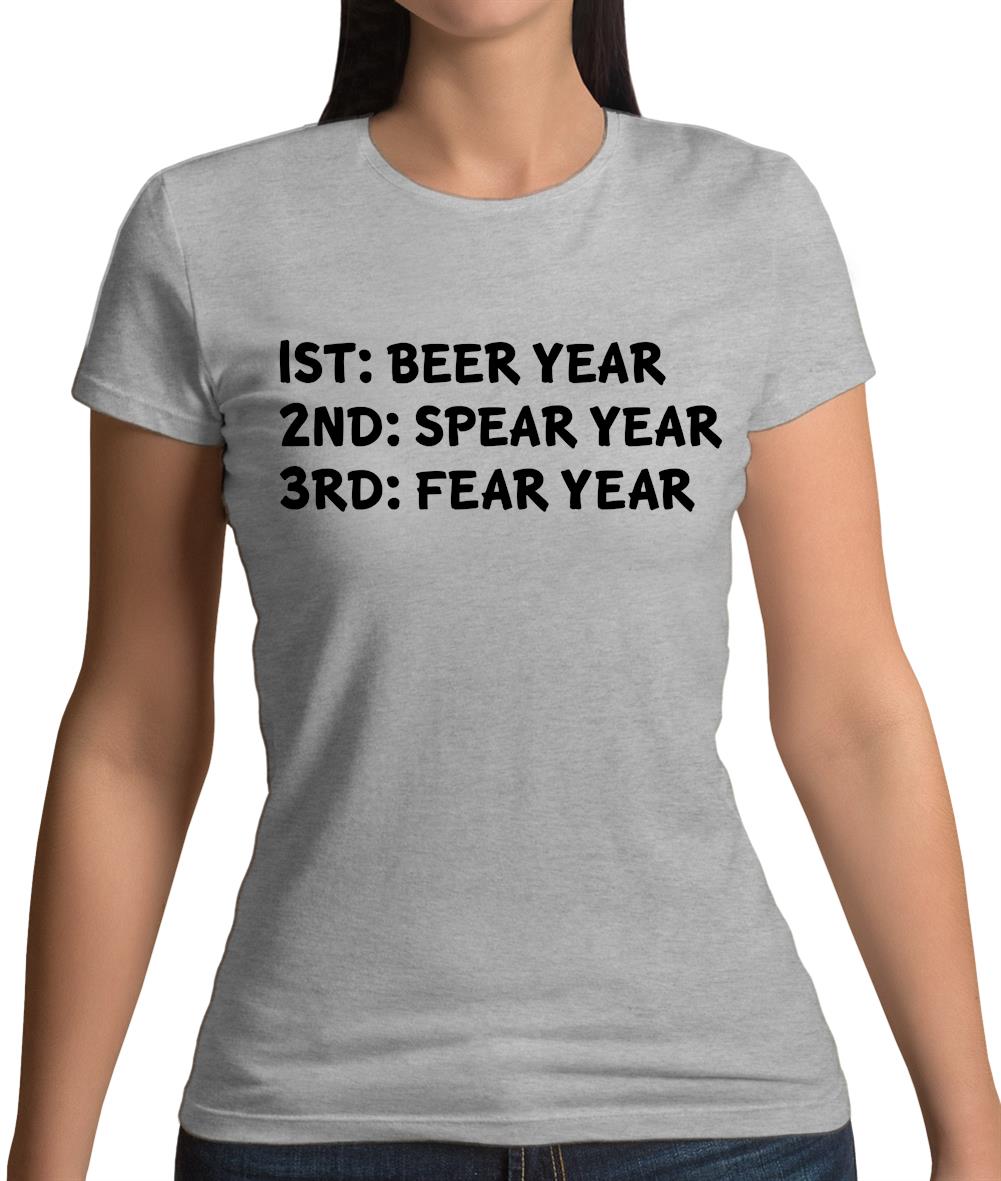Beer Year Spear Year Fear Year Womens T-Shirt