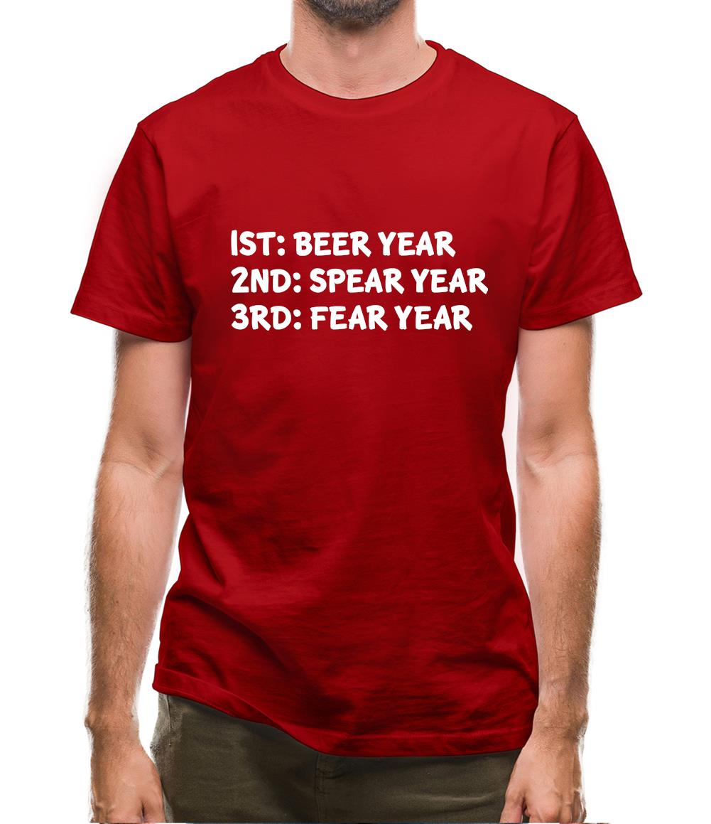 Beer Year Spear Year Fear Year Mens T-Shirt