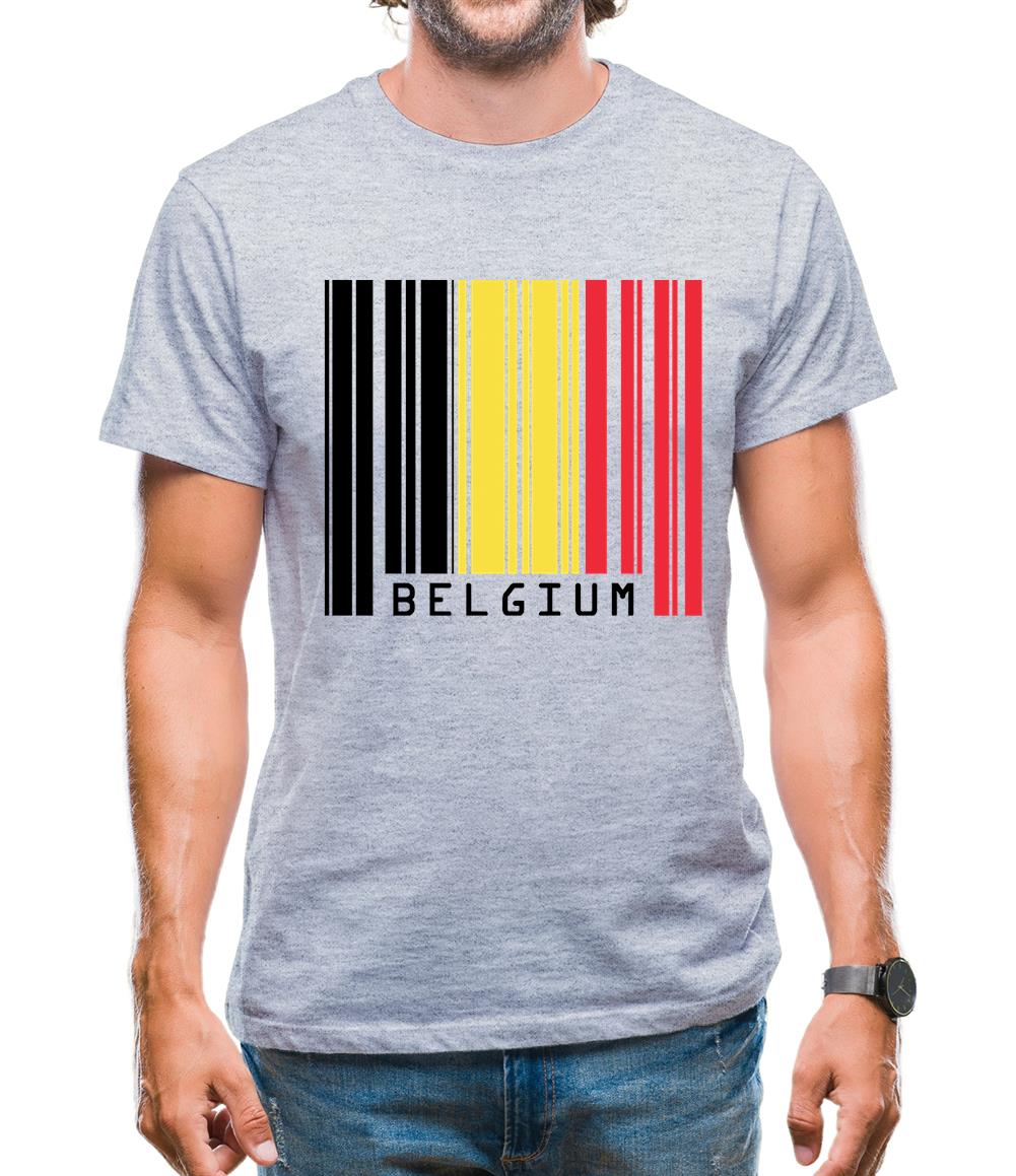 Belgium Barcode Style Flag Mens T-Shirt