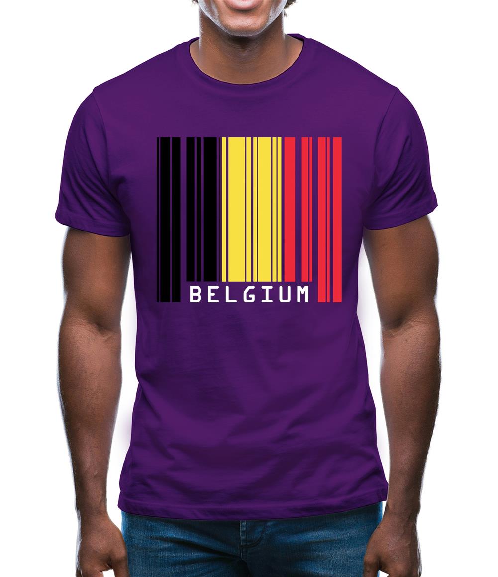 Belgium Barcode Style Flag Mens T-Shirt