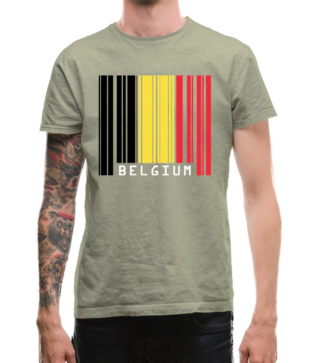 Belgium Barcode Style Flag Mens T-Shirt