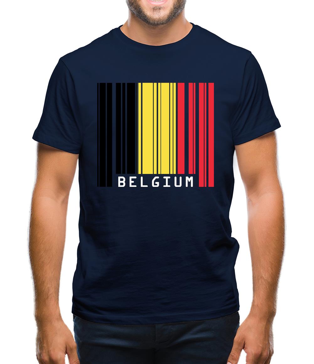 Belgium Barcode Style Flag Mens T-Shirt