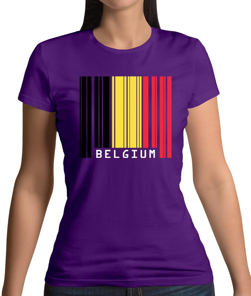 Belgium Barcode Style Flag Womens T-Shirt