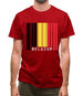 Belgium Barcode Style Flag Mens T-Shirt