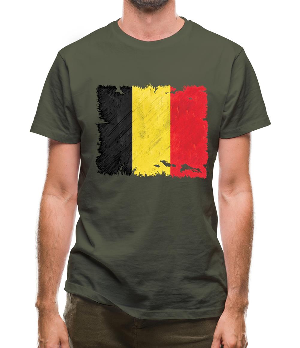 Belgium Grunge Style Flag Mens T-Shirt