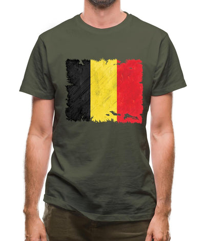 Belgium Grunge Style Flag Mens T-Shirt