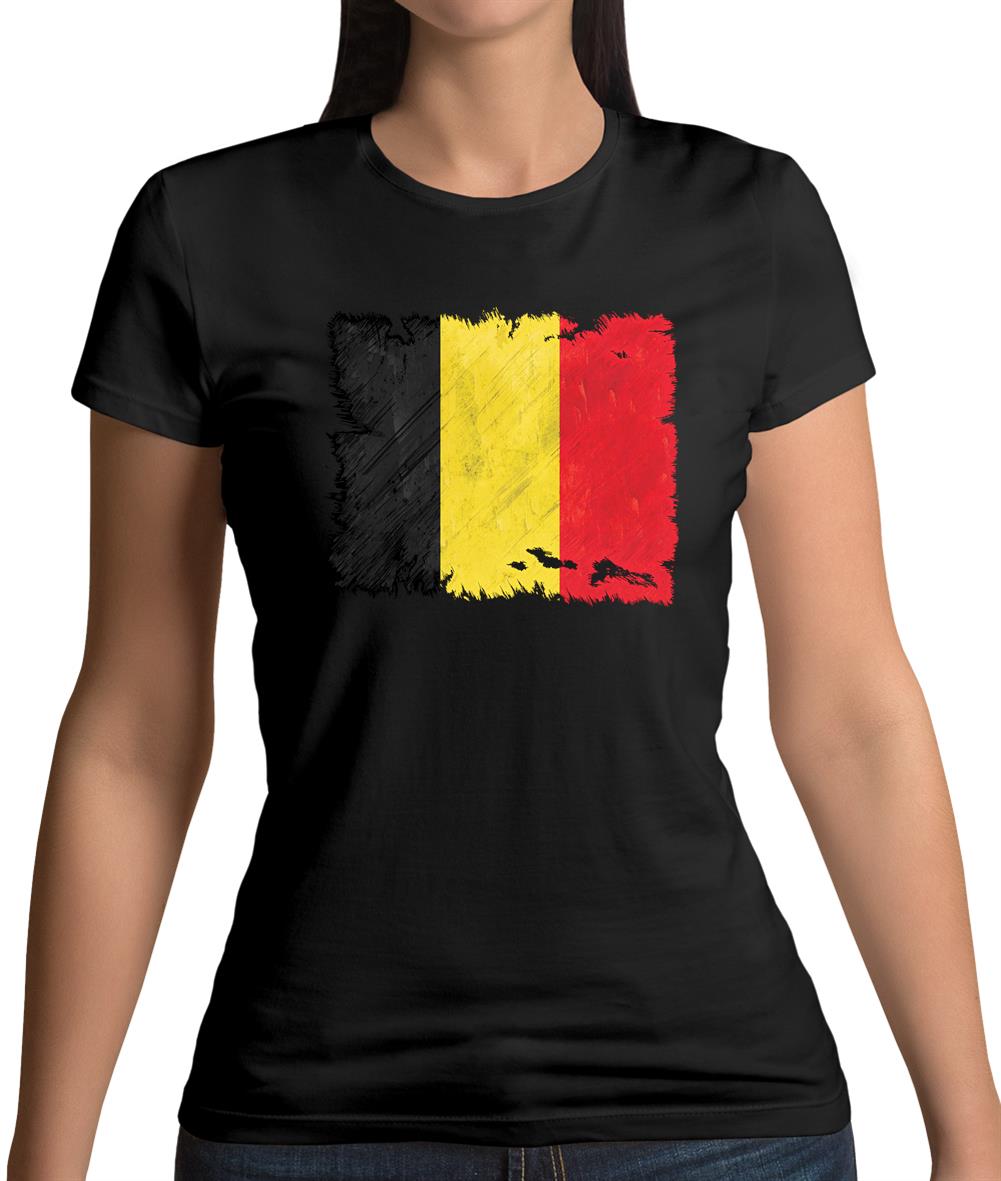 Belgium Grunge Style Flag Womens T-Shirt